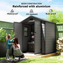 Outsunny Garden Shed 6'x4.5' Plastic Tool Storage House W/ Lockable Double Doors