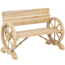 Outsunny Wooden Garden Bench Outdoor Loveseat with High Back, Natural Wood