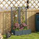 Outsunny Plastic Planter Box with Trellis, Vegetable Planter w/ Drain Plugs