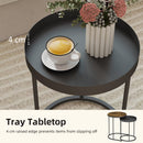 HOMCOM Nesting Side Table Set Of 2, Industrial Round Nest Of Tables, Brown