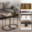 HOMCOM Nesting Side Table Set Of 2, Industrial Round Nest Of Tables, Brown