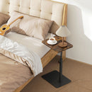 Side Table, C Shaped End Table with Adjustable Height and Metal Base