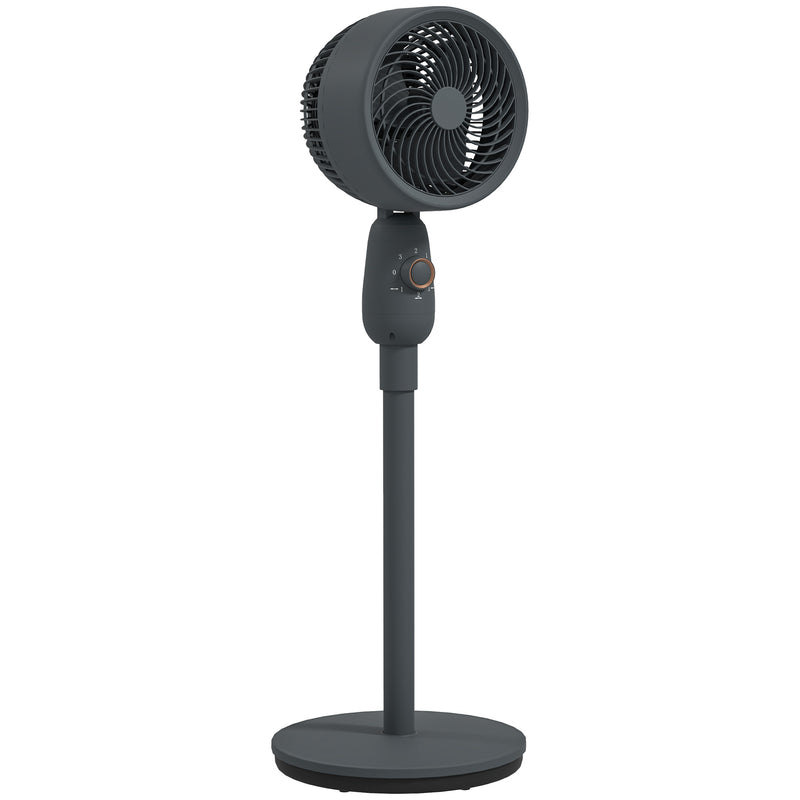 HOMCOM Pedestal Fan for Bedroom, Powerful Air Circulator with 3 Speed, Grey