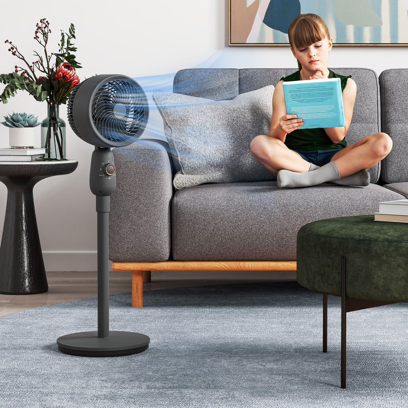 HOMCOM Pedestal Fan for Bedroom, Powerful Air Circulator with 3 Speed, Grey