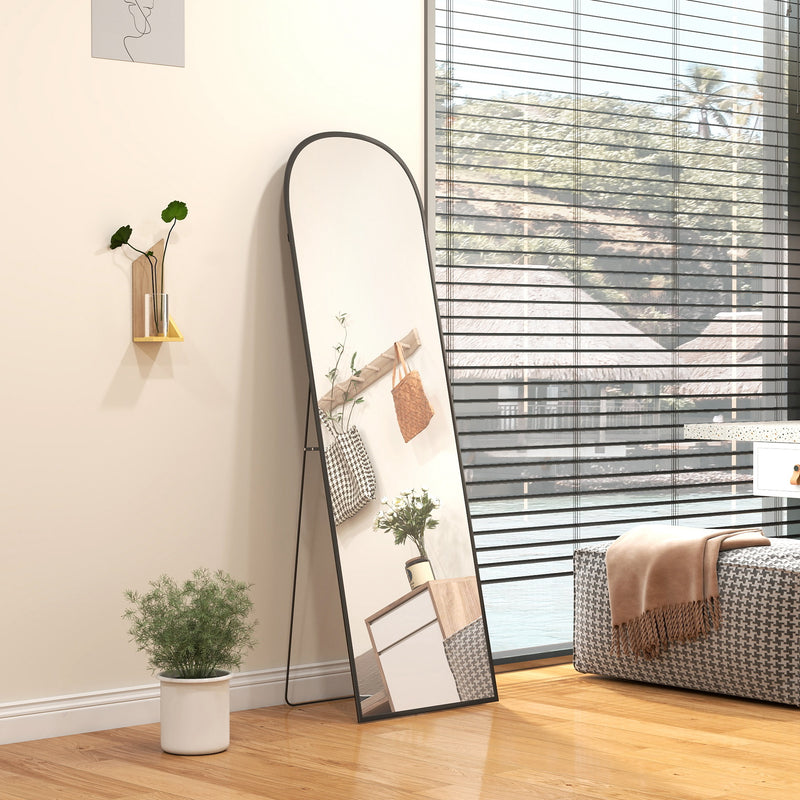 HOMCOM Full Length Mirror With Aluminium Alloy Frame Hanging Or Leaning