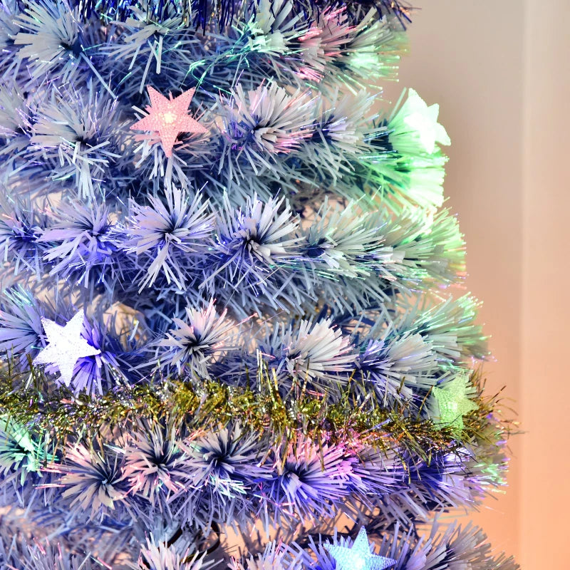 HOMCOM Artificial Fibre Optic Christmas Tree with Star Topper 6ft - White