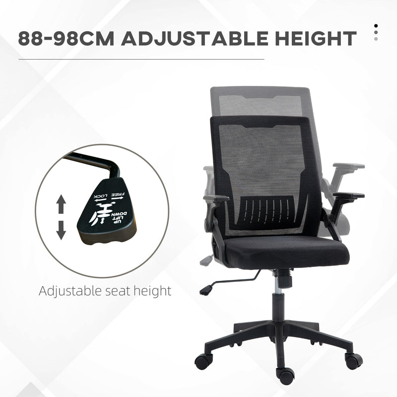 Vinsetto Mesh Office Chair For Home With Lumbar Support, Flip-up Arm, Wheels
