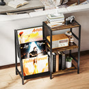 HOMCOM Record Player Stand, 3-Tier Side Table With Vinyl Record Storage