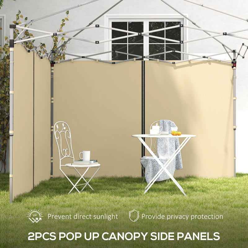 Outsunny 3x3(m) or 3x6m Pop Up Gazebo Side Panels, with Zipped Doors, Beige