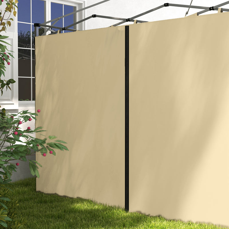 Outsunny 3x3(m) or 3x6m Pop Up Gazebo Side Panels, with Zipped Doors, Beige