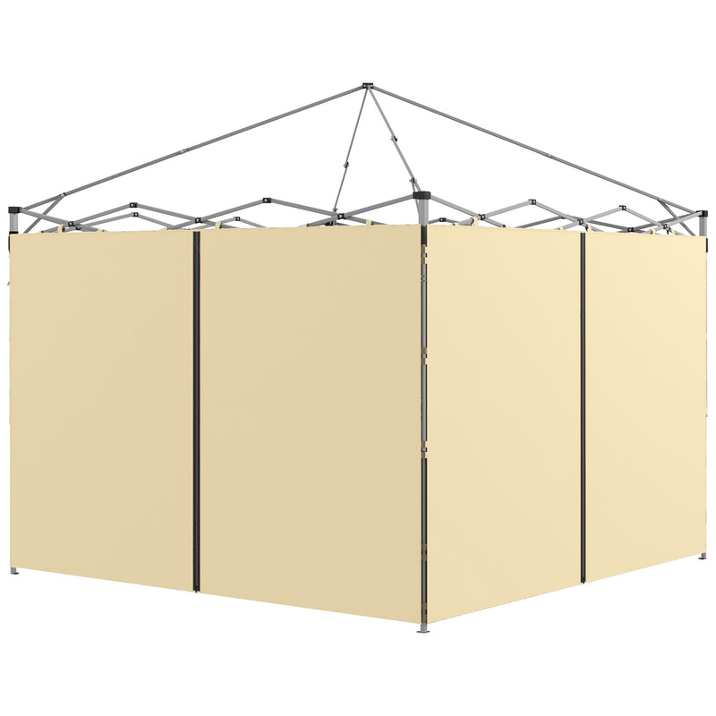 Outsunny 3x3(m) or 3x6m Pop Up Gazebo Side Panels, with Zipped Doors, Beige