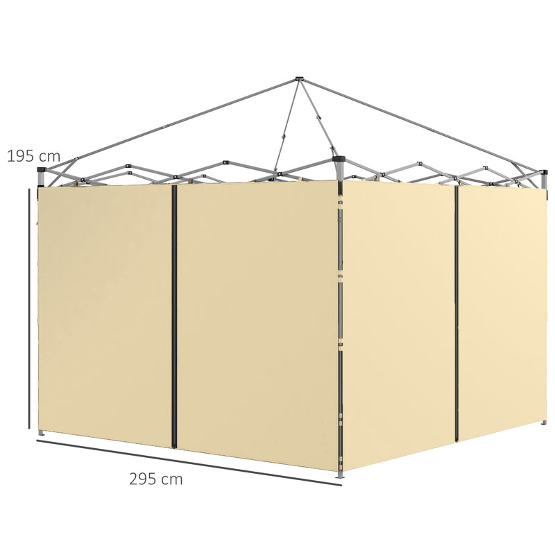 Outsunny 3x3(m) or 3x6m Pop Up Gazebo Side Panels, with Zipped Doors, Beige