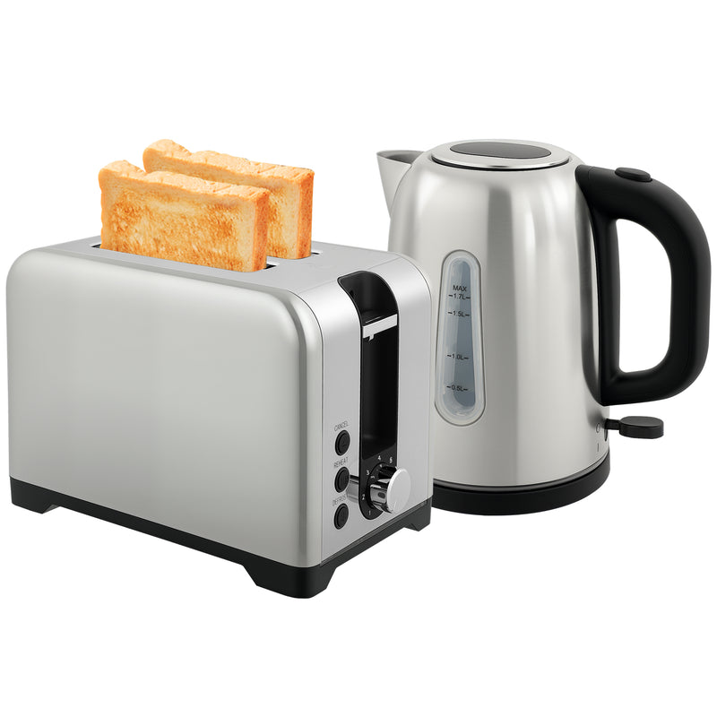 HOMCOM 1.7L 3000W Rapid Boil Jug Kettle and 2-Slice Toaster Set