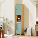 HOMCOM Tall Bathroom Cabinet with Adjustable Shelves and Open Shelves, Green
