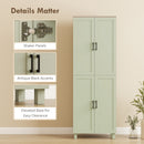 HOMCOM Modern Kitchen Cupboard Storage Cabinet with 6 Shelves, Green