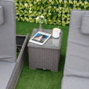 Outsunny Outdoor Rattan Lounger Set With Table - Grey