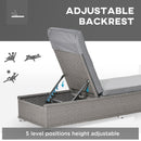 Outsunny Outdoor Rattan Lounger Set With Table - Grey