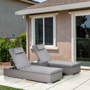 Outsunny Outdoor Rattan Lounger Set With Table - Grey
