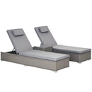 Outsunny Outdoor Rattan Lounger Set With Table - Grey