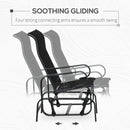 Outsunny Outdoor Gliding Rocking Chair w/ Metal Frame for Patio, Garden, Black