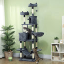 PawHut 206cm Cat Tree With Scratching Posts, Beds, Condos, Toys, Dark Grey