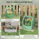 Outsunny Raised Garden Bed Planter Box with Greenhouse, Green and Silver