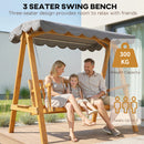 Outsunny 3 Seater Garden Swing Seat with Canopy, Outdoor Hammock Bench