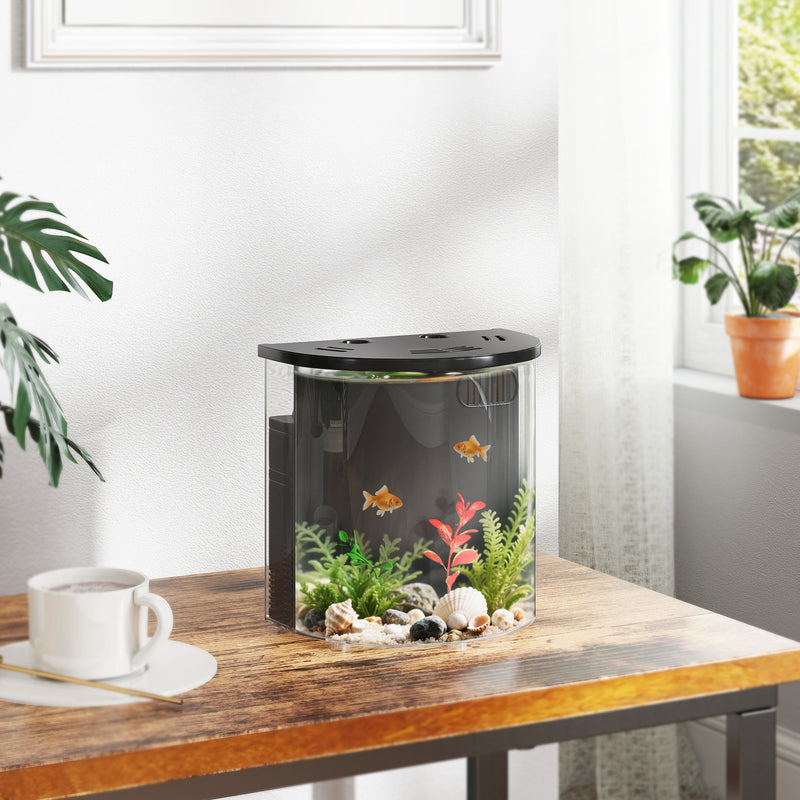 PawHut Fish Tank, 3L Nano Aquarium Starter Kit with Filter System, LED Light