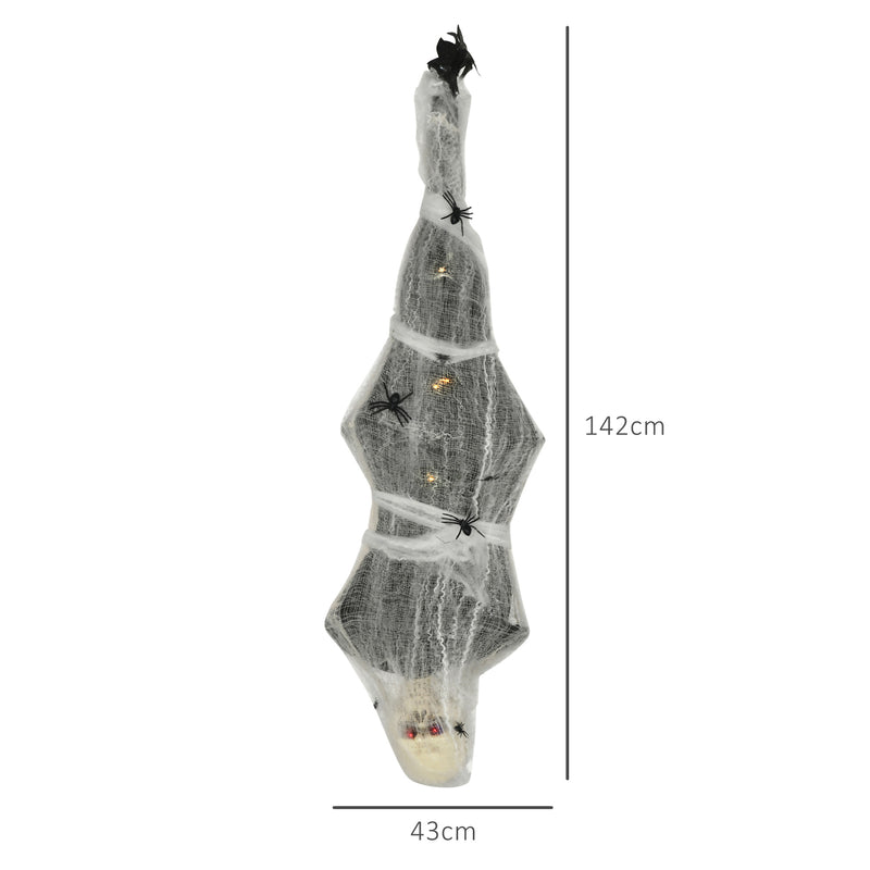 HOMCOM 5.5ft Animated Halloween Decoration Hanging Mummy with Spider Web