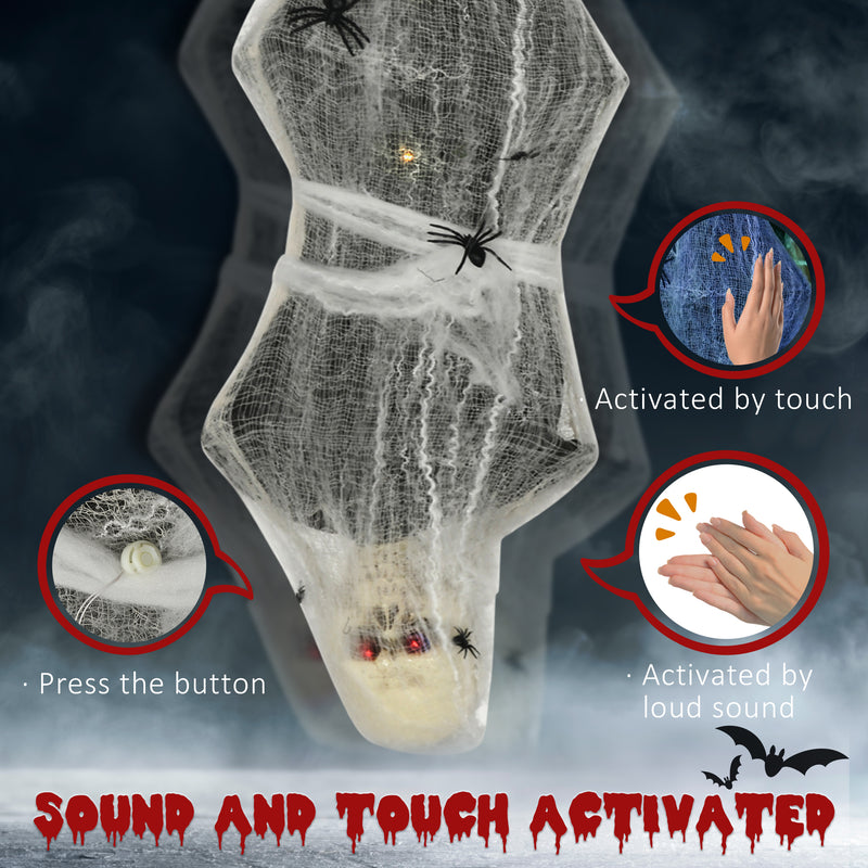 HOMCOM 5.5ft Animated Halloween Decoration Hanging Mummy with Spider Web