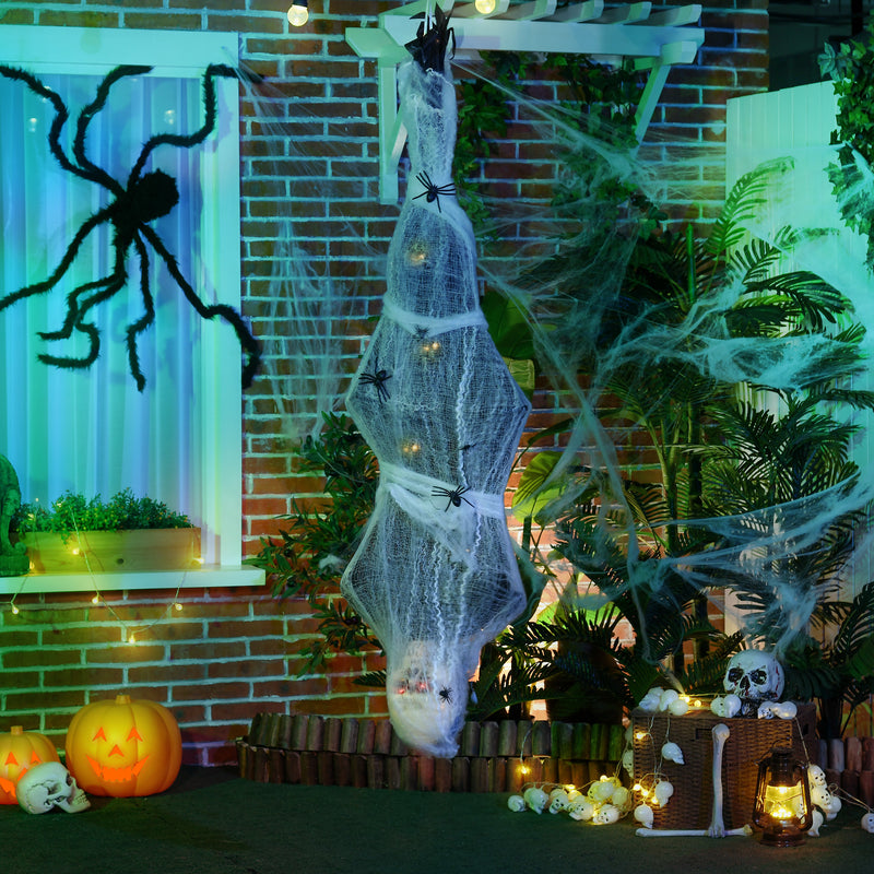 HOMCOM 5.5ft Animated Halloween Decoration Hanging Mummy with Spider Web