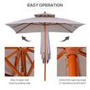 Outsunny 3(m) Wood Square Umbrella Garden Market Parasol Sunshade Grey