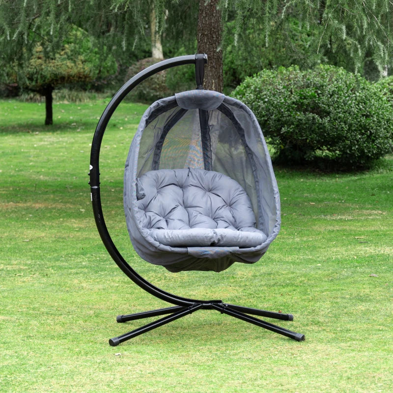 Outsunny Hanging Egg Chair -  Grey