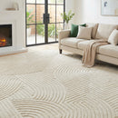 HOMCOM Modern Geometric Rug, Thick Plush, Non-Slip,Cream