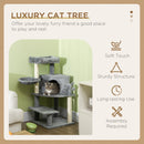 PawHut Cat Tree Tower Climbing  Activity Centre with Sisal Scratching Post Grey