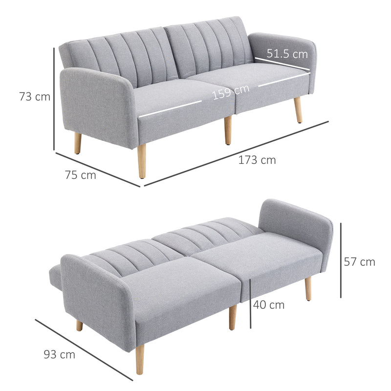 HOMCOM 2 Seater Sofa Bed w/ Adjustable Backrest for Living Room, Guest Room