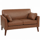 HOMCOM 2 Seater Sofa, 132 cm Modern Small Sofa with Solid Wood Legs, Brown