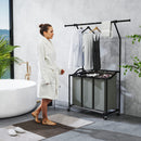 HOMCOM 126L Laundry Sorter, Laundry Basket with 3-Bag Organiser, Dark Grey