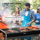 Outsunny Charcoal BBQ Grill with Griddle Plate, Black