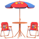 Outsunny Kids Bistro Table and Chair Set w/ Cowboy Theme, Adjustable Parasol