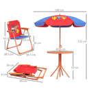 Outsunny Kids Bistro Table and Chair Set w/ Cowboy Theme, Adjustable Parasol