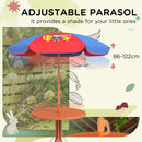 Outsunny Kids Bistro Table and Chair Set w/ Cowboy Theme, Adjustable Parasol