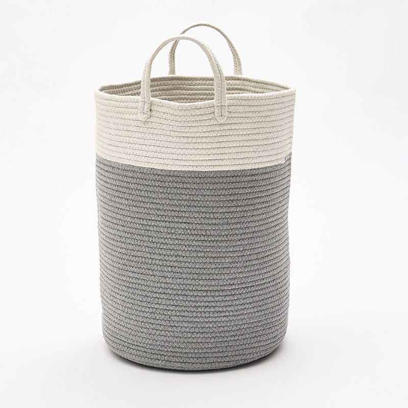 Lifeideas Woven Basket Baby Kids Toys Storage Clothes Hamper Laundry Basket With Decor Balls Grey