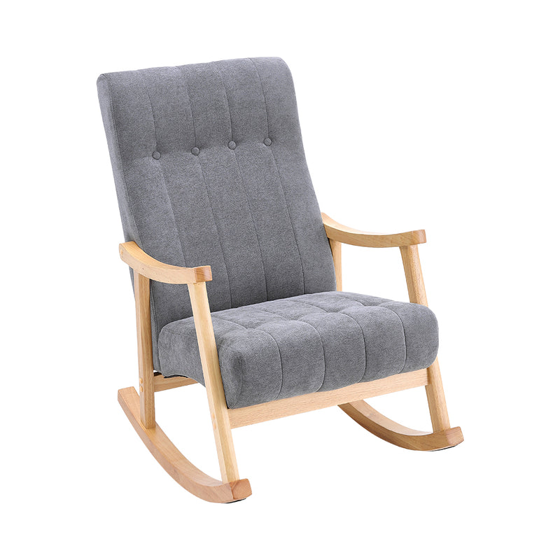 Livingandhome Rubberwood Frame Velvet Rocking Chair