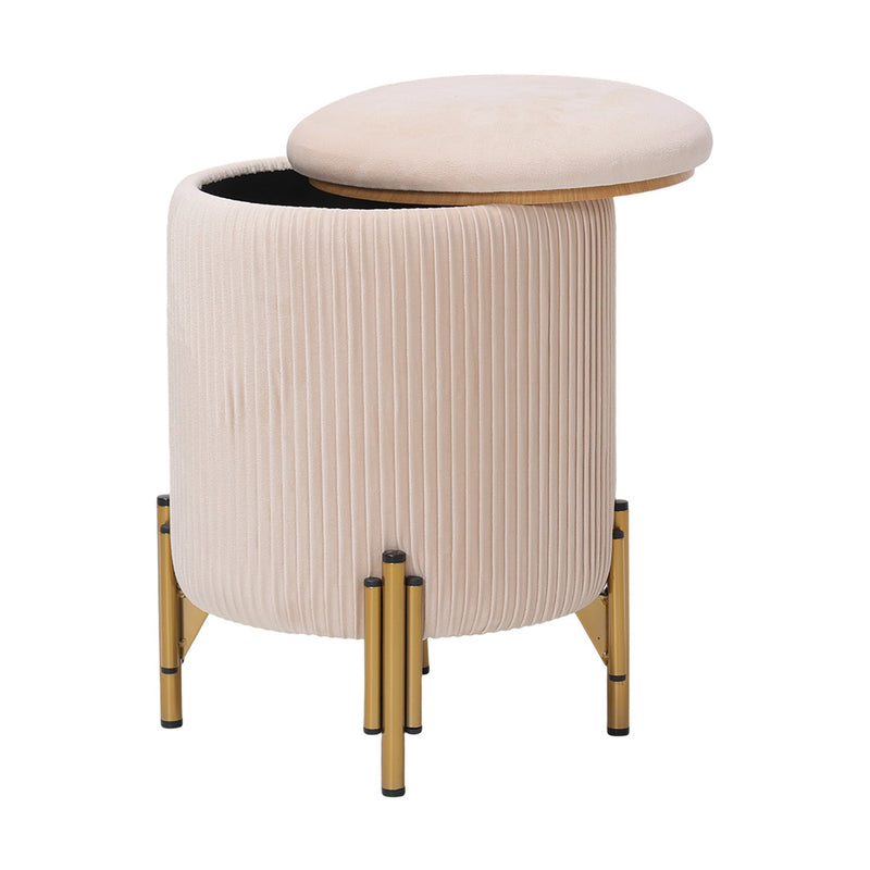 Livingandhome Modern Pleated Storage Ottoman with Metal Base