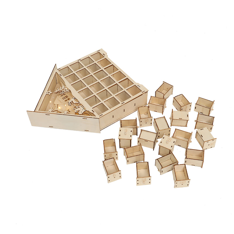 Livingandhome Wooden Christmas Advent Calendar with LED Light