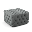 Livingandhome Square Velvet Footstool with Buttons