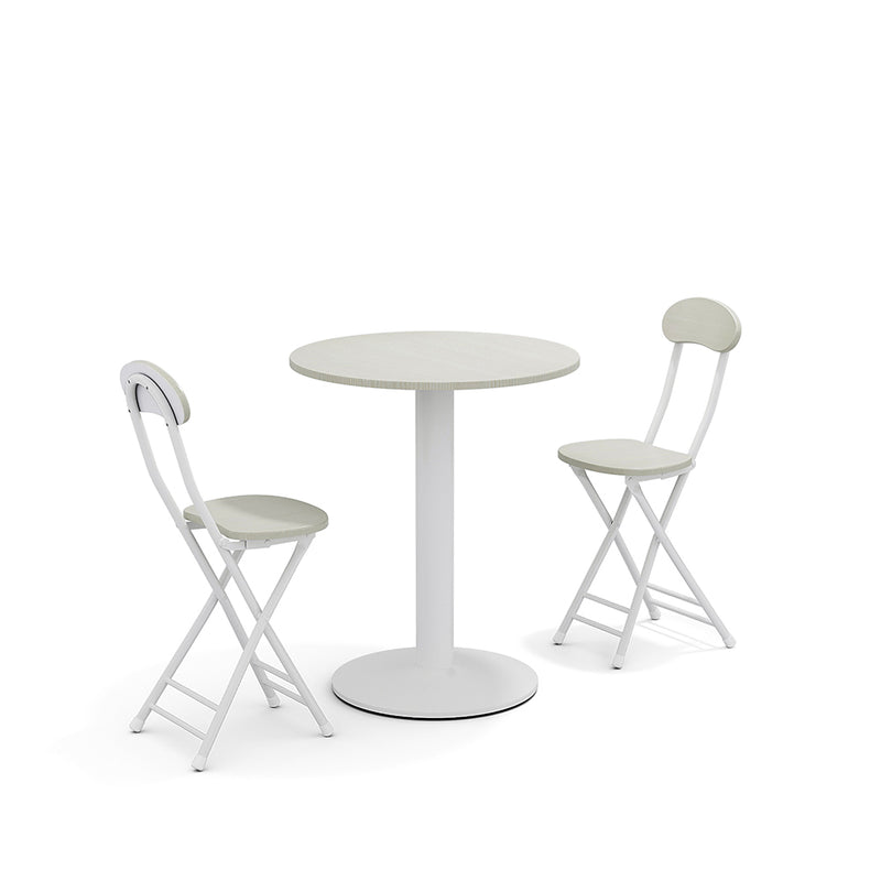 Livingandhome White Round Cafe Table with Metal Base