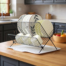 Lifeideas 2-Tier Foldable Countertop Dish Drying Rack with Drip Tray