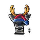 40cm Light Up Christmas Deer Head In Santa Hat Infinity Decoration With LEDs